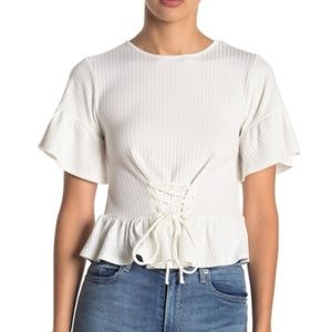 ❤️ WAYF Dalton Peplum Corset Top White